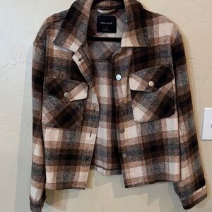 New Look Women's Checkered Utility Jacket - Brown and Cream